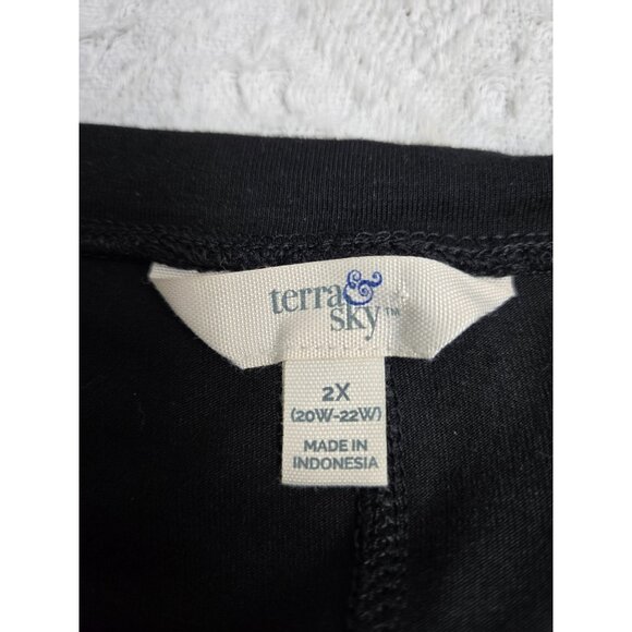 Black Terra & Sky Womens Plus Size 2X T-Shirt Dress With Rolled Sleeves - Picture 3 of 4